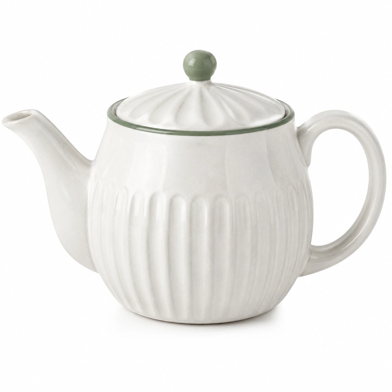 Tetera de cerámica 1.20 L blanca y verde con tapa para té