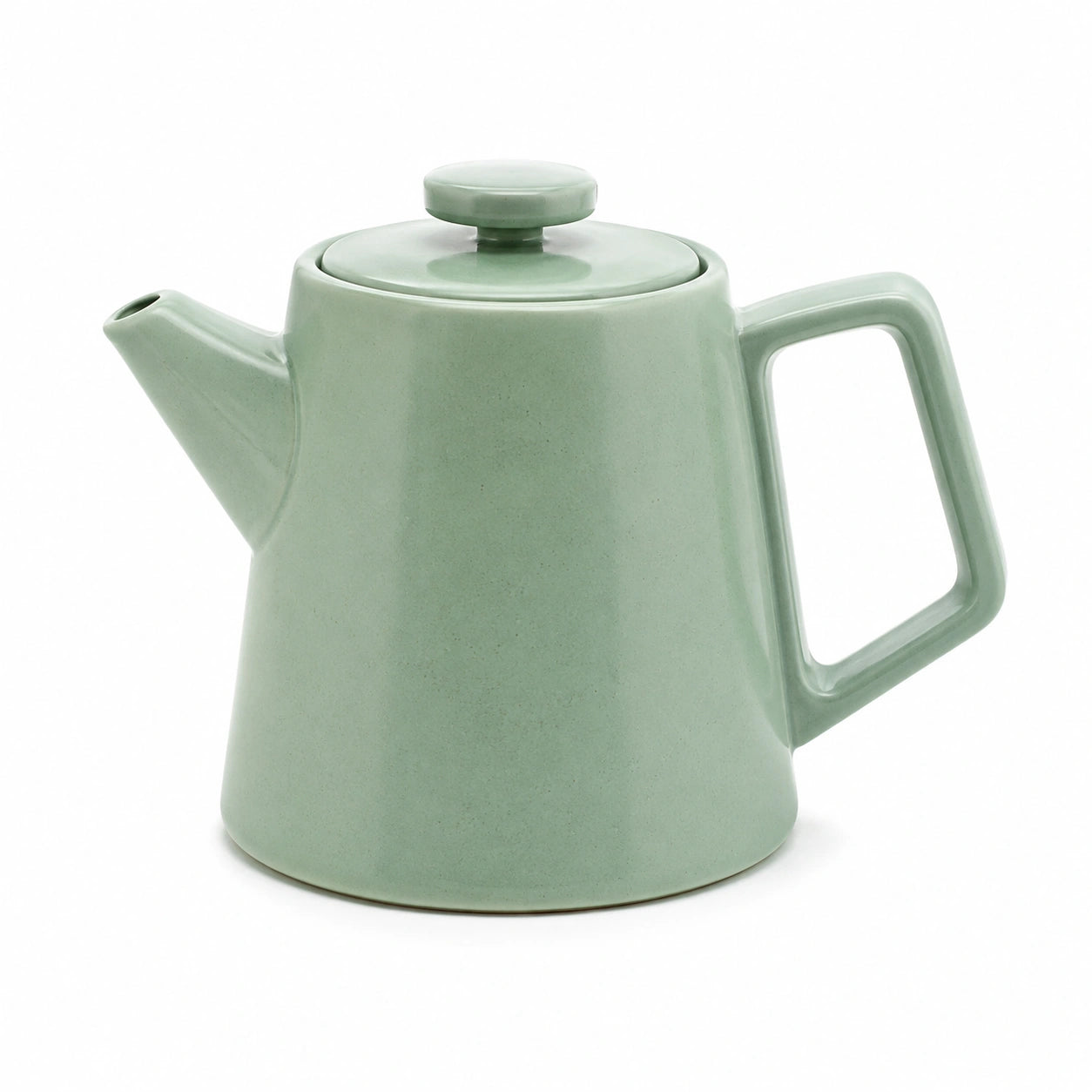 Tetera de cerámica 1.00 L verde - diseño clásico con tapa y asa