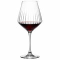 Copa de vino 650 ml de vidrio transparente acanalado con pie