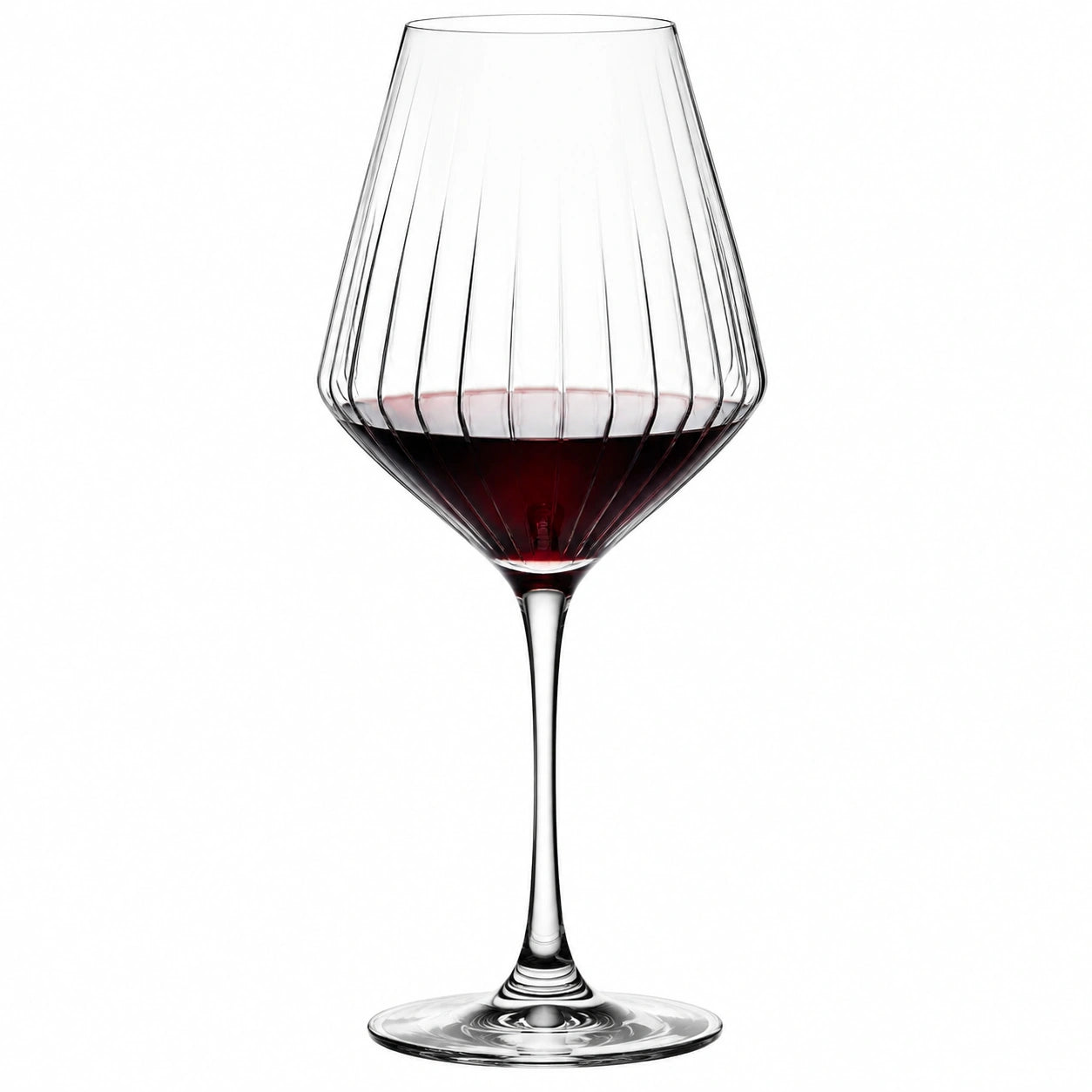 Copa de vino 650 ml de vidrio transparente acanalado con pie