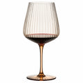 Copa de vino 500 ml 8.5 x 22 cm de vidrio transparente ámbar acanalado con pie