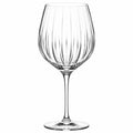 Copa de vino 500 ml de vidrio transparente con relieve vertical - alta con pie