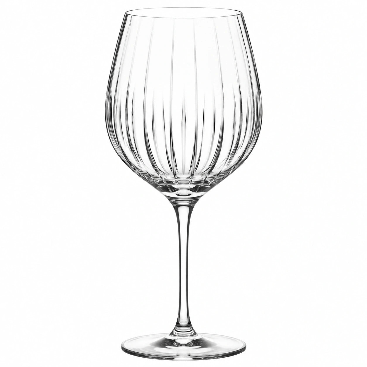 Copa de vino 500 ml de vidrio transparente con relieve vertical - alta con pie