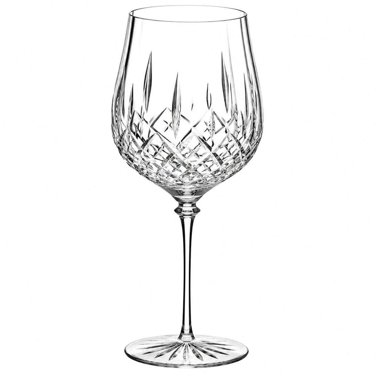 Copa de vino 350 ml 22 cm de vidrio transparente tallado con pie