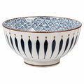 Cuenco de 20 cm de cerámica blanco y azul para servir con decoración geométrica