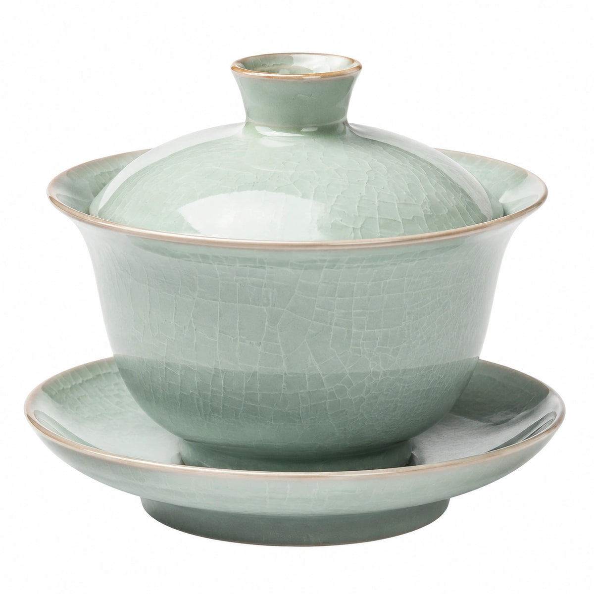 Gaiwan de cerámica verde celadón 180 ml con tapa y platillo para té