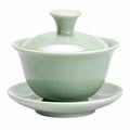 Tazón gaiwan de cerámica verde celadón 120 ml con tapa y platillo