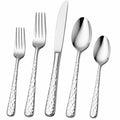 Juego de cubiertos 5 piezas de acero inoxidable plateado con mango texturizado