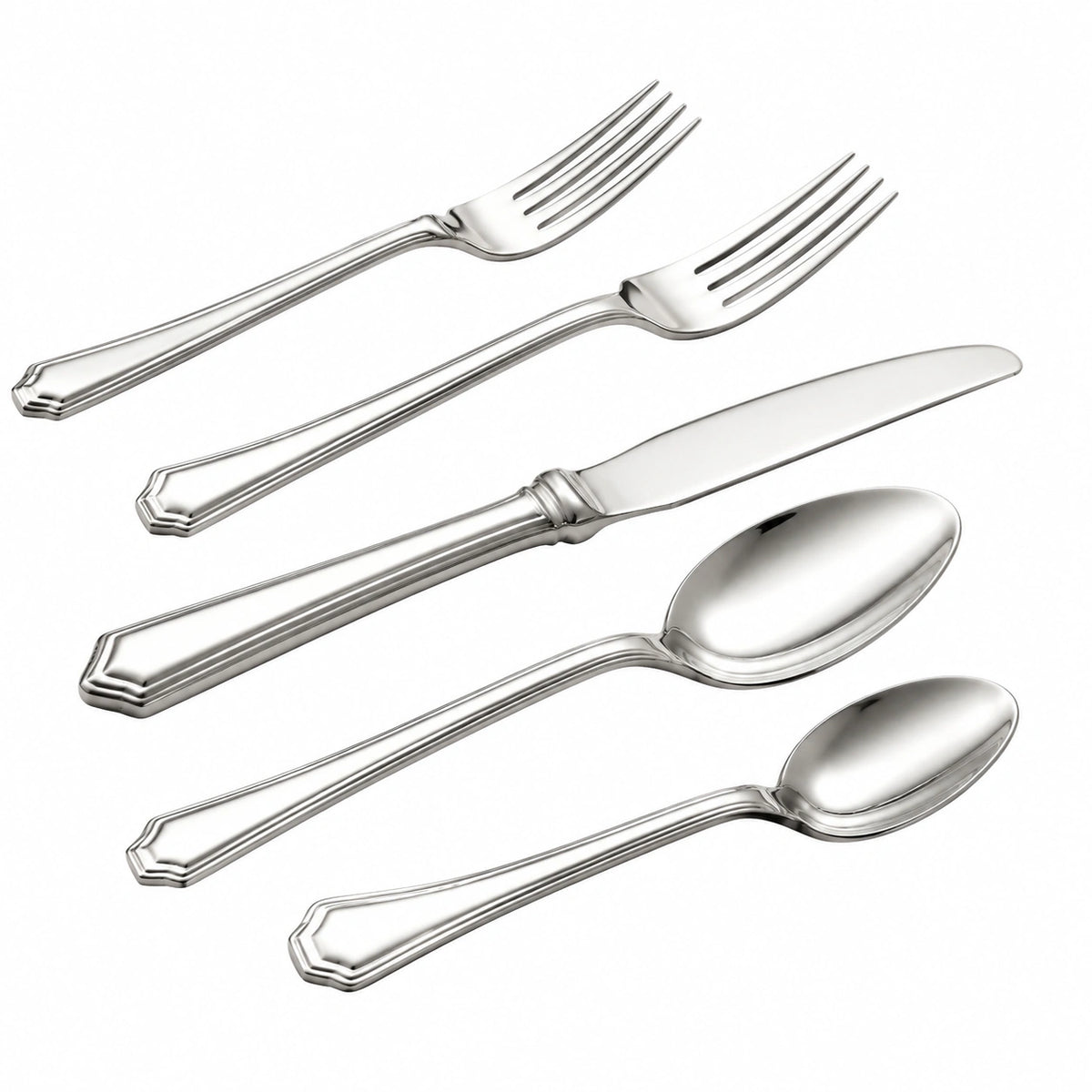 Cubertería de 5 piezas en acero inoxidable plateado - estilo clásico para mesa