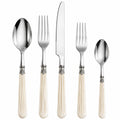 Cubertería de mesa 5 piezas metal y mango crema 24 cm estilo clásico