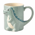 Taza de cerámica 14 x 9 x 10 cm verde con dinosaurio en relieve