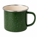 Taza de camping 350 ml de metal esmaltado verde con borde metálico